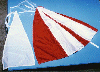 Photo showing partially assembled parachute canopy
